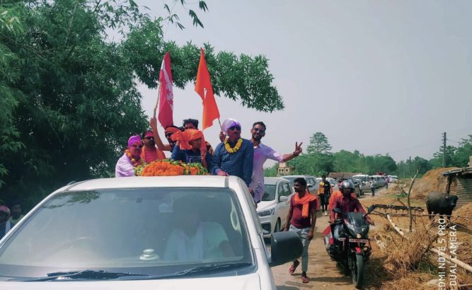 नगरवासिको समर्थनका साथ कृष्णनगर नगर प्रमुख शाहको विजय रैली  Gandakiaaja