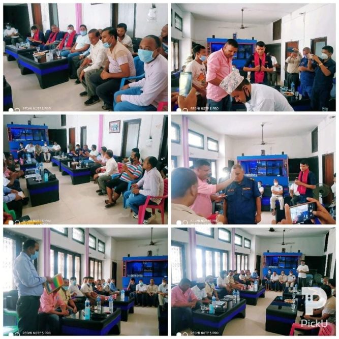 होटल तथा रेष्टुरेण्ट व्यवसायी संघ कपिलवस्तु कृष्णनगर द्वारा प्रहरी निरीक्षक पौडेल लाई स्वागत