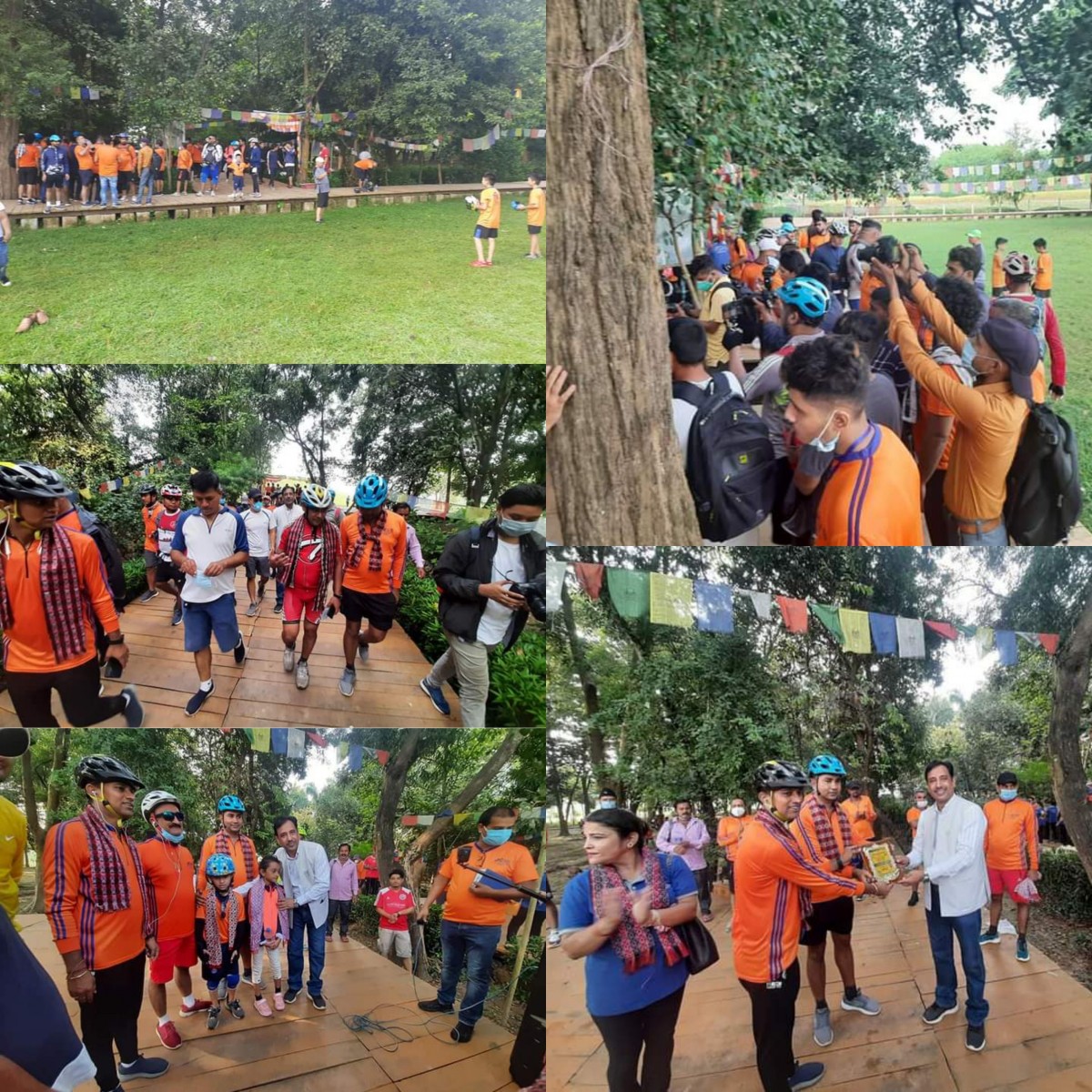 रामग्राम स्तुपमा साईकल यात्रीलाई नगर प्रमुख नरेन्द्र गुप्ताद्वारा स्वागत